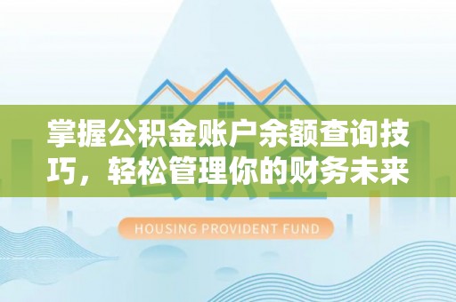 鱼池掌握公积金账户余额查询技巧，轻松管理你的财务未来